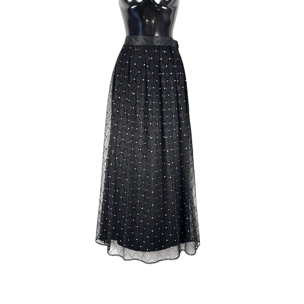Vintage 90s R&M Richards Glitter Mesh Maxi Skirt Size 10 Made in USA Y2K Goth
